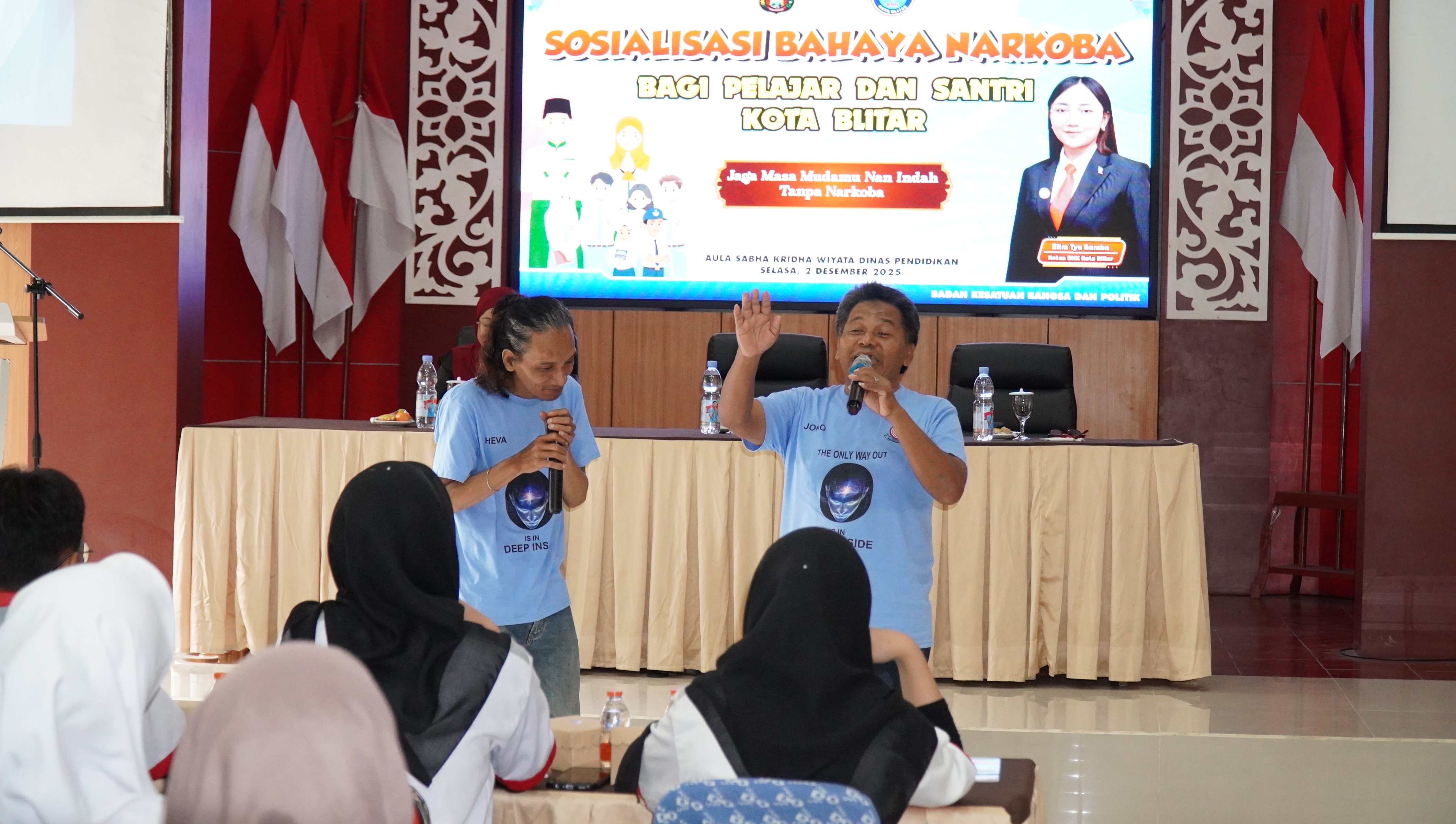 2 Desember 2025 - Sosialisasi Waspada Narkoba Bagi Santri &amp;amp; Pelajar Kota Blitar di Aula Sabha Kridha Wiyata Dispendik