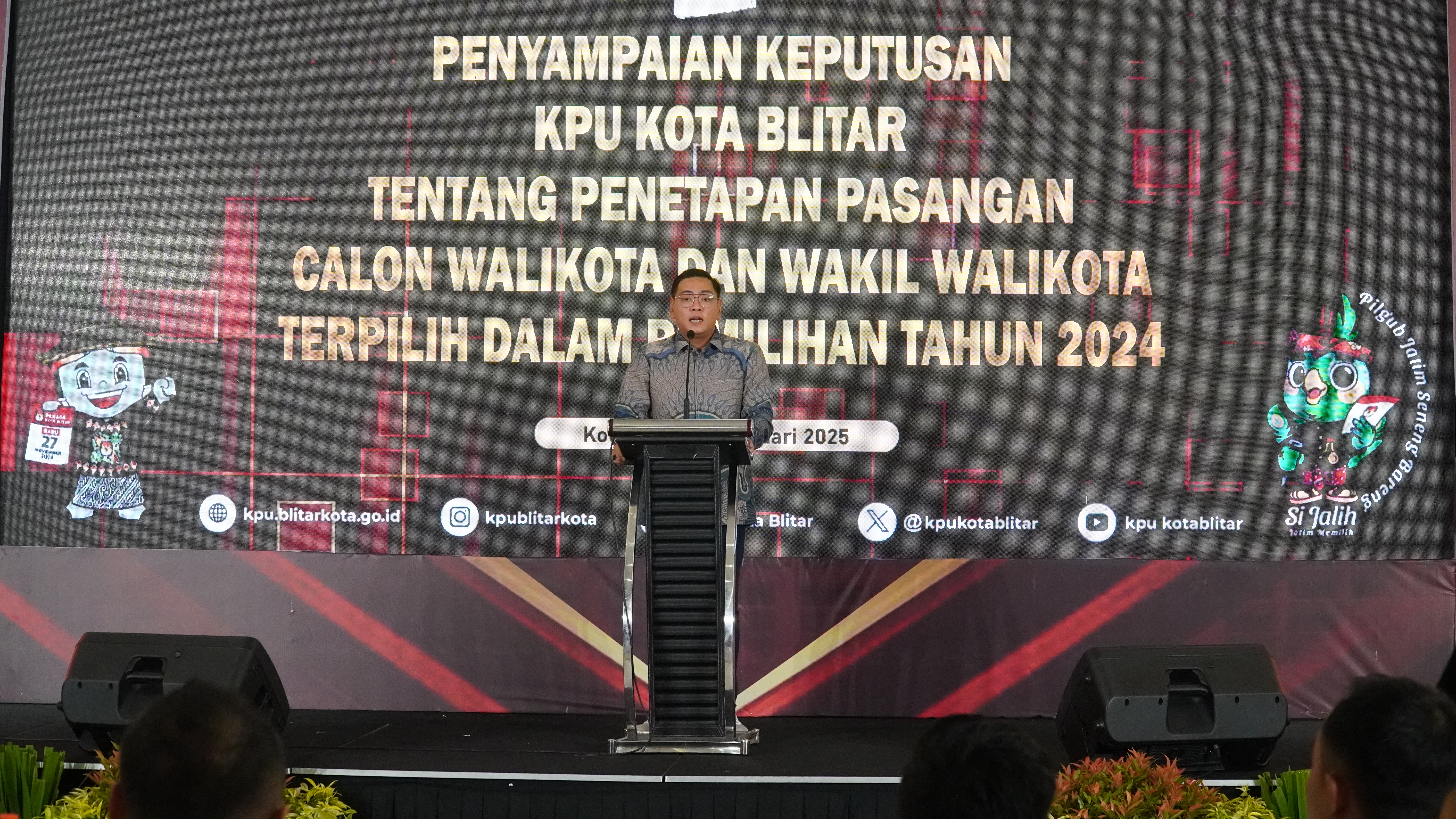 7 Februari 2025 - Penyampaian Keputusan KPU Kota Blitar Penetapan Pasangan Calon Walikota &amp;amp; Wakil Walikota Pemilihan Serentak Tahun 2024