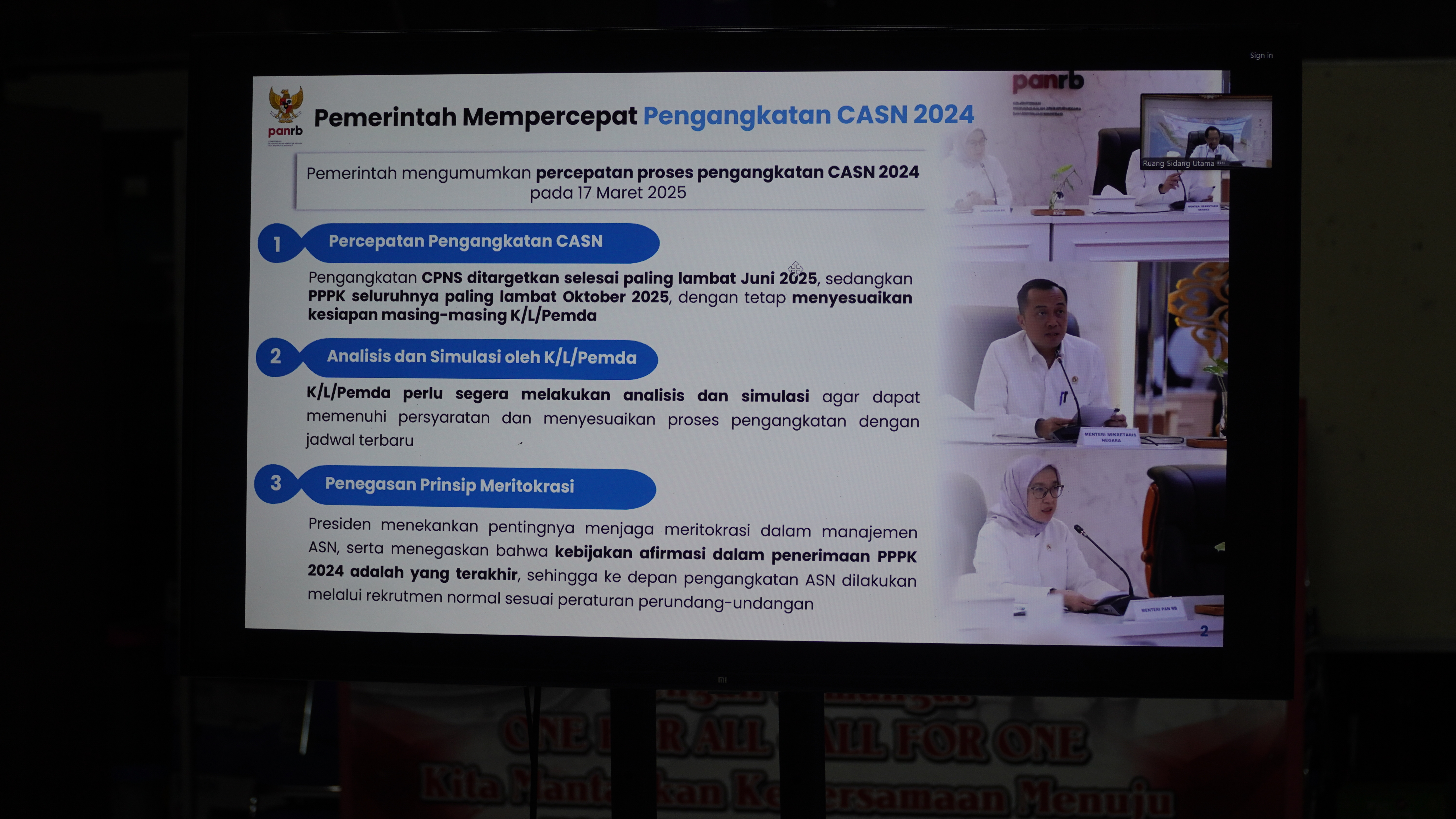 19 Maret 2025 - Rakor Kurbuk Rakor Kurtup Tindak Lanjut Hasil  Pengadaan CASN TA 2024 di Ruang Rapat BPSDM